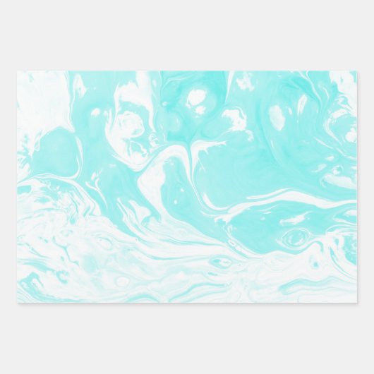 Aqua Blue Abstrakt Marble Geschenkpapier Set (Vorderseite 2)