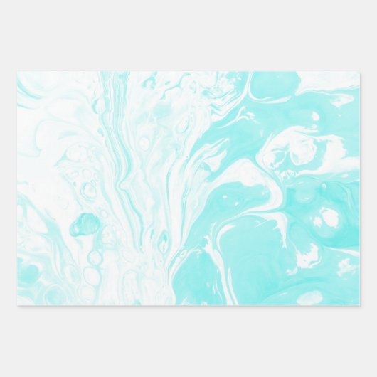 Aqua Blue Abstrakt Marble Geschenkpapier Set (Vorderseite)