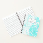 Aqua Blue Abstrakt Marble Personalisiert Notizblock (Innenseite)