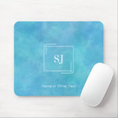 Aqua Blue Abstrakt Watercolor Monogram Mousepad (Mit Mouse)