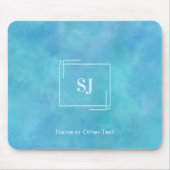 Aqua Blue Abstrakt Watercolor Monogram Mousepad (Vorne)