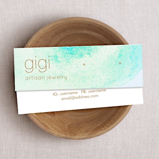 Aqua Blue Abstrakt Watercolor Studies Earring Mini Visitenkarte
