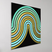 Aqua Blue Abstrakt Wave Lines Art Muster Gold Foliendrucke (Ablage )