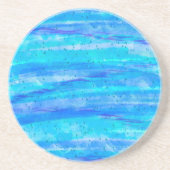 Aqua Blue Abstrakt Waves Getränkeuntersetzer (Vorne)