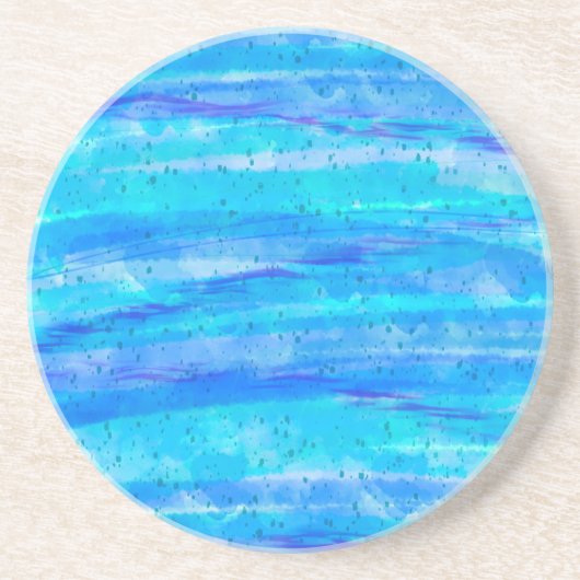 Aqua Blue Abstrakt Waves Getränkeuntersetzer (Vorne)