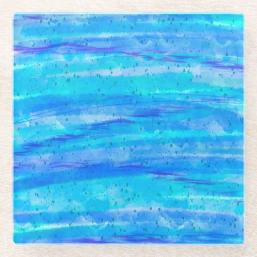 Aqua Blue Abstrakt Waves Glasuntersetzer (Vorderseite)