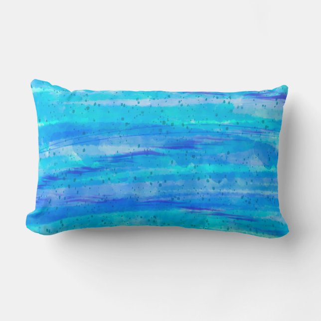Aqua Blue Abstrakt Waves Lendenkissen (Vorderseite)