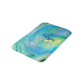 Aqua Blue Acrylic Flow Art Bath Mat Badematte (Schrägansicht)