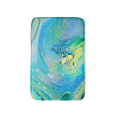 Aqua Blue Acrylic Flow Art Bath Mat Badematte (Vorderseite Vertikal)
