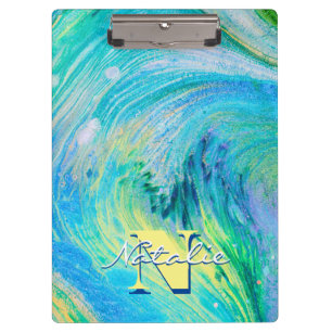 Aqua Blue Acrylic Flow Art Clipboard Klemmbrett