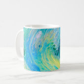 Aqua Blue Acrylic Flow Art Coffee Tasse (Vorderseite Links)