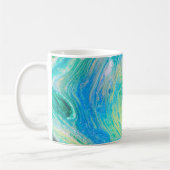 Aqua Blue Acrylic Flow Art Coffee Tasse (Links)
