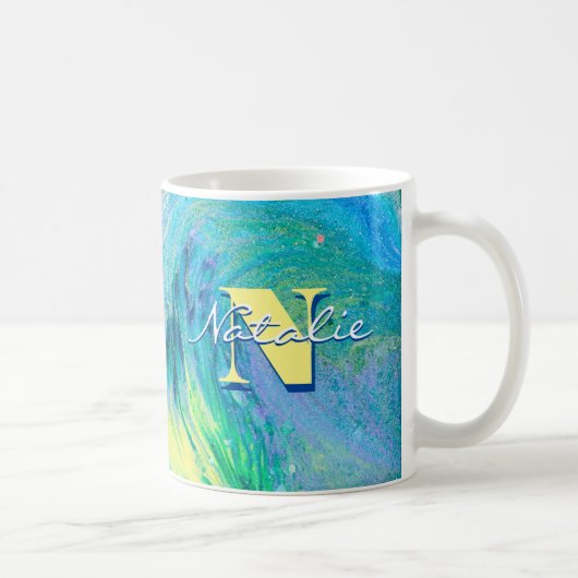 Aqua Blue Acrylic Flow Art Coffee Tasse (Rechts)