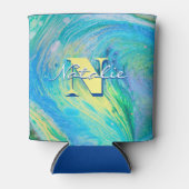 Aqua Blue Acrylic Flow Art Cooler Dosenkühler (Vorderseite)