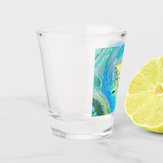 Aqua Blue Acrylic Flow Art Cooler Schnapsglas (Links)