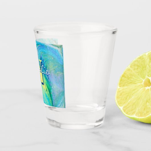 Aqua Blue Acrylic Flow Art Cooler Schnapsglas (Rechts)