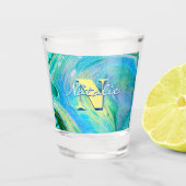 Aqua Blue Acrylic Flow Art Cooler Schnapsglas (Vorderseite)