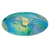 Aqua Blue Acrylic Flow Art Cutting Board Schneidebrett (Ecke)