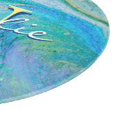 Aqua Blue Acrylic Flow Art Cutting Board Schneidebrett (Ecke)