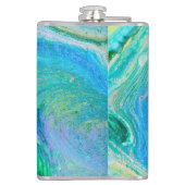 Aqua Blue Acrylic Flow Art Flask Flachmann (Rückseite)