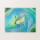 Aqua Blue Acrylic Flow Art Jigsaw Puzzle (Horizontal)
