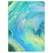 Aqua Blue Acrylic Flow Art Klemmbrett (Rückseite)