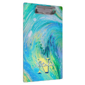 Aqua Blue Acrylic Flow Art Klemmbrett (Rechts)