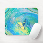 Aqua Blue Acrylic Flow Art Mousepad (Mit Mouse)