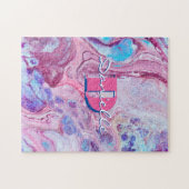 Aqua Blue Acrylic Flow Art Puzzle (Horizontal)