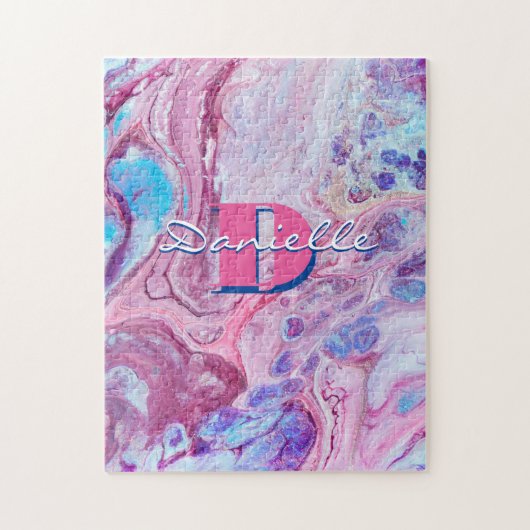 Aqua Blue Acrylic Flow Art Puzzle (Vertikal)