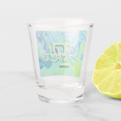 Aqua Blue Acrylic Flow Art Schnapsglas (Rückseite)