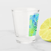 Aqua Blue Acrylic Flow Art Schnapsglas (Links)