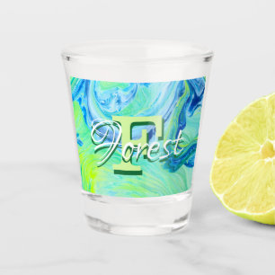 Aqua Blue Acrylic Flow Art Schnapsglas