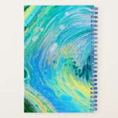 Aqua Blue Acrylic Flow Art Spiral Notebook Notizblock (Rückseite)