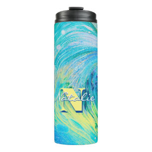 Aqua Blue Acrylic Flow Art Thermosbecher