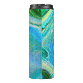 Aqua Blue Acrylic Flow Art Thermosbecher (Rückseite)