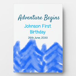 Aqua blue Adventure fängt 1. Geburtstagsberg an Fotoplatte