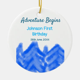 Aqua blue Adventure fängt 1. Geburtstagsberg an Keramik Ornament