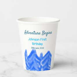 Aqua blue Adventure fängt 1. Geburtstagsberg an Pappbecher