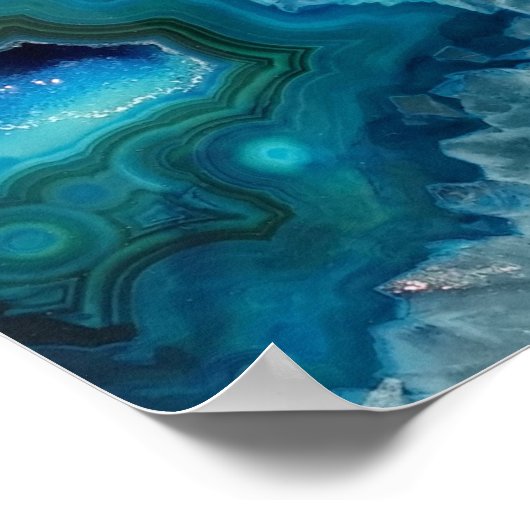 Aqua Blue Agate Crystal Geode Night Light Poster (Ecke)