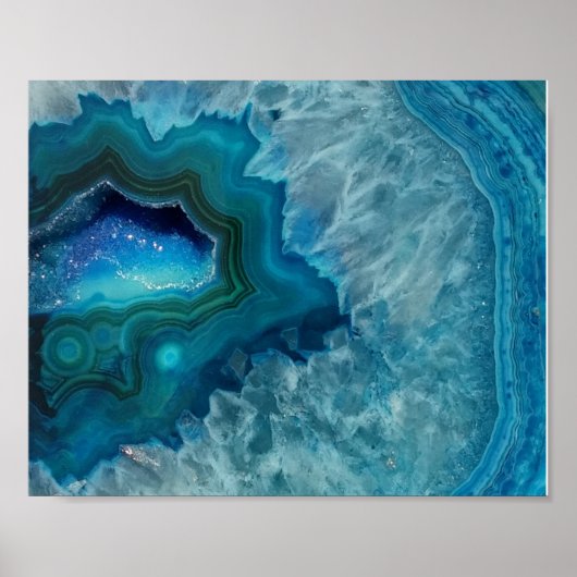 Aqua Blue Agate Crystal Geode Night Light Poster (Vorne)