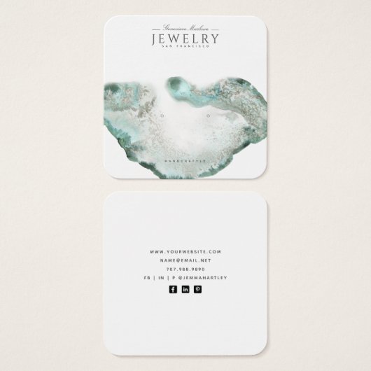 Aqua Blue Agate Marble Earring Display Card (Vorne & Hinten)