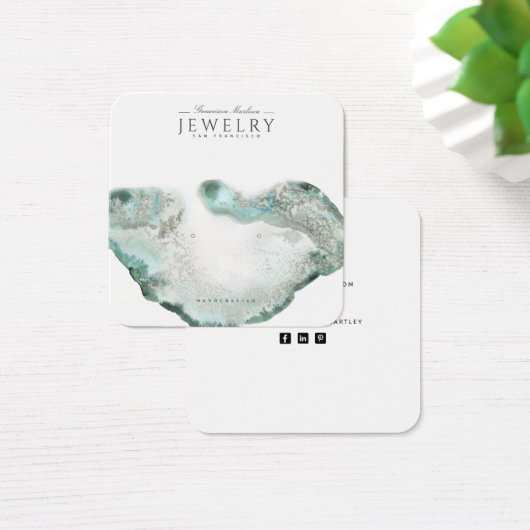 Aqua Blue Agate Marble Earring Display Card (Schreibtisch)