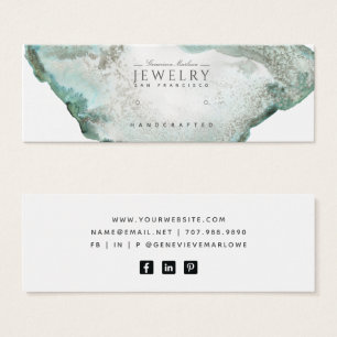 Aqua Blue Agate Marble Stud Earring Display Card