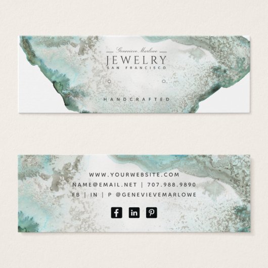 Aqua Blue Agate Marble Stud Earring Display Card (Vorne & Hinten)