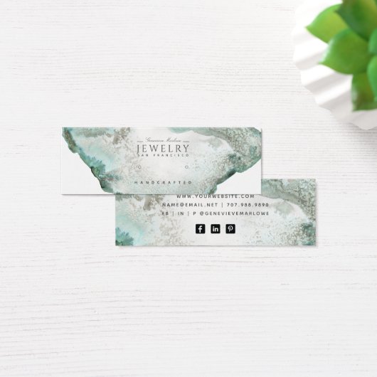 Aqua Blue Agate Marble Stud Earring Display Card (Schreibtisch)