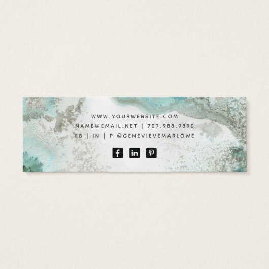 Aqua Blue Agate Marble Stud Earring Display Card (Rückseite)