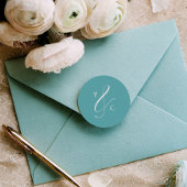 Aqua Blue Ampersand Monogram Envelope Seals Runder Aufkleber