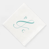 Aqua Blue Ampersand Monogram Paper Dinner Napkins Serviette (Ecke)
