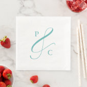 Aqua Blue Ampersand Monogram Paper Dinner Napkins Serviette (Beispiel)
